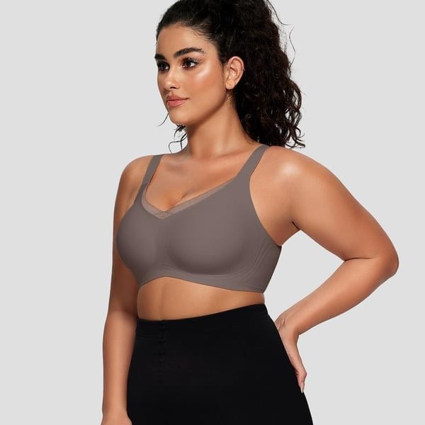 🏆Flash Sale⚡ 50K+ SOLD! Almost Gone-💥Women's Wireless V-Neck Crossover Mesh Seamless Push-Up Bra