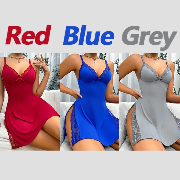 🎁Lace Trim Slit Bowknot Decor Sleep Dress🎁🎁