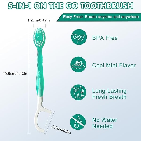 🔥5 in 1 Mini Toothbrush & Floss & Tongue Scraper & Toothpick Set🎁