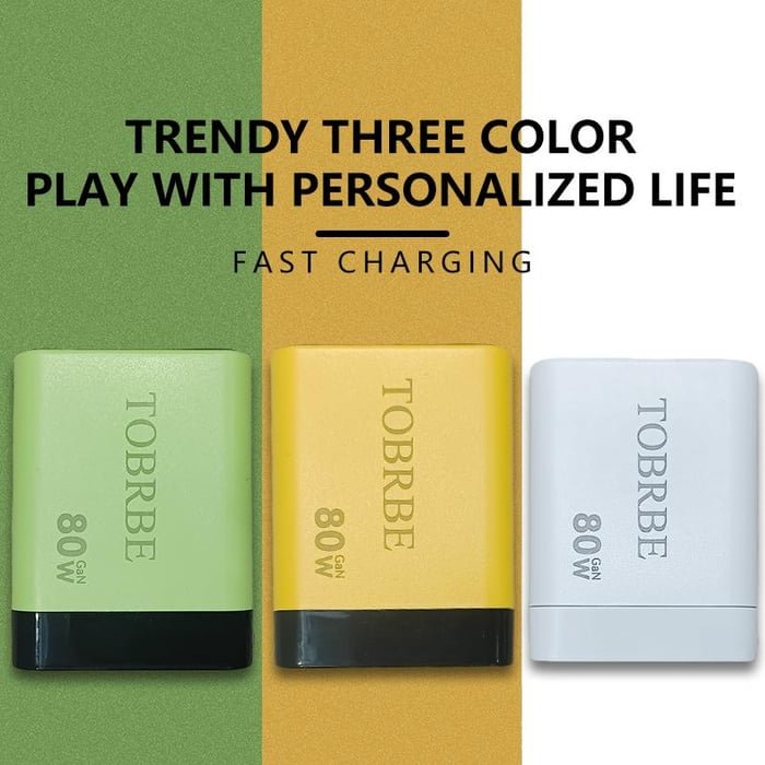 🌎3 in 1 GaN Charger,Scalable 80W MAX fast charger module with Type-C cable and 1 USB p🌎orts