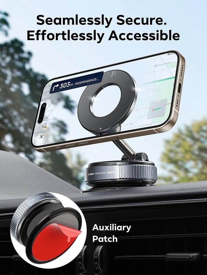 Magnetic Phone Mount, Suction Car Phone Holder, Vacuum Phone Mount with One-Step Lock-50%OFF