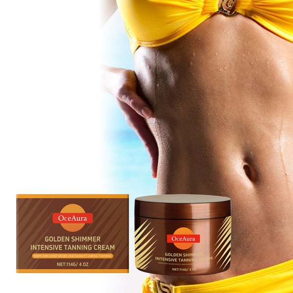 š„2025 Summer Hot Sale- Gold Shimmer Intensive Tanning Gel | Browning & Bronzing Tan Accelerator | Water-Resistant with Carrot and Coconut Oil | Vitamin A & E For Moisture & Hydration | 5 Fl Oz + Spatulaš