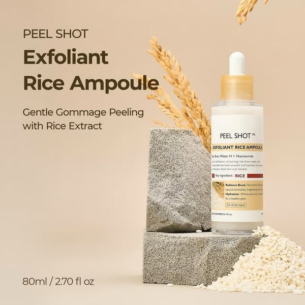 ✨Peel Shot Glow Rice Ampoule Duo - Serums for Brightening, Exfoliating, and Moisturizing🌾