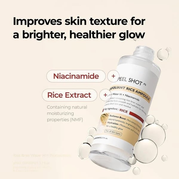 ✨Peel Shot Glow Rice Ampoule Duo - Serums for Brightening, Exfoliating, and Moisturizing🌾