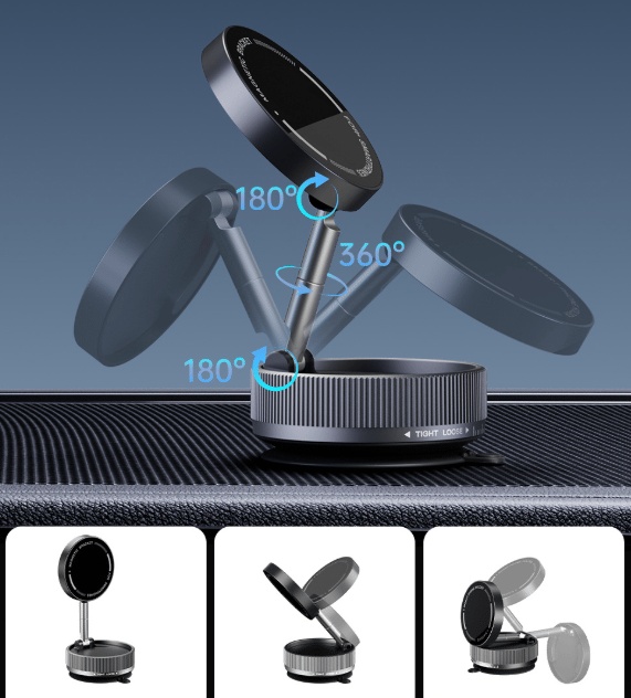 Magnetic Phone Mount, Suction Car Phone Holder, Vacuum Phone Mount with One-Step Lock-50%OFF