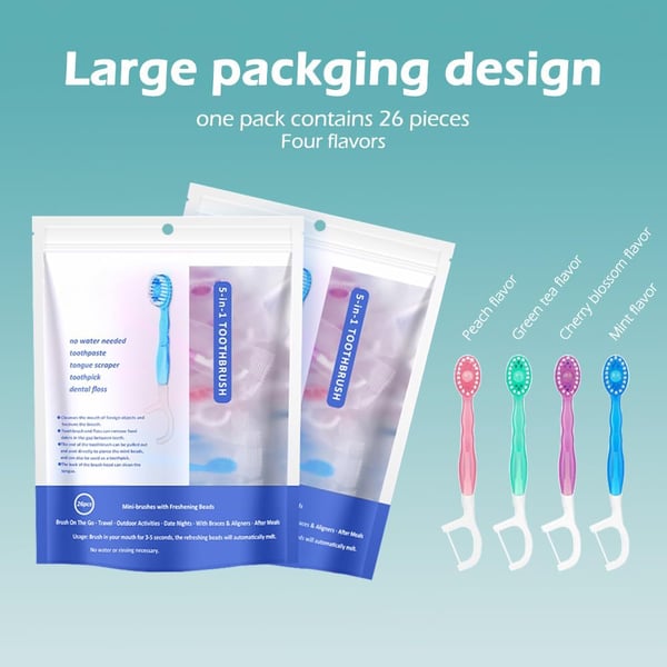 🔥5 in 1 Mini Toothbrush & Floss & Tongue Scraper & Toothpick Set🎁