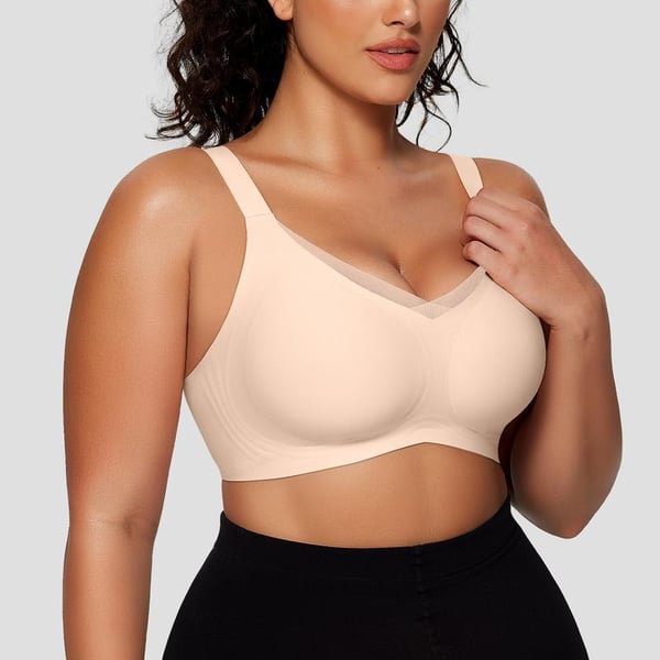 🏆Flash Sale⚡ 50K+ SOLD! Almost Gone-💥Women's Wireless V-Neck Crossover Mesh Seamless Push-Up Bra