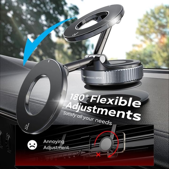 Magnetic Phone Mount, Suction Car Phone Holder, Vacuum Phone Mount with One-Step Lock-50%OFF