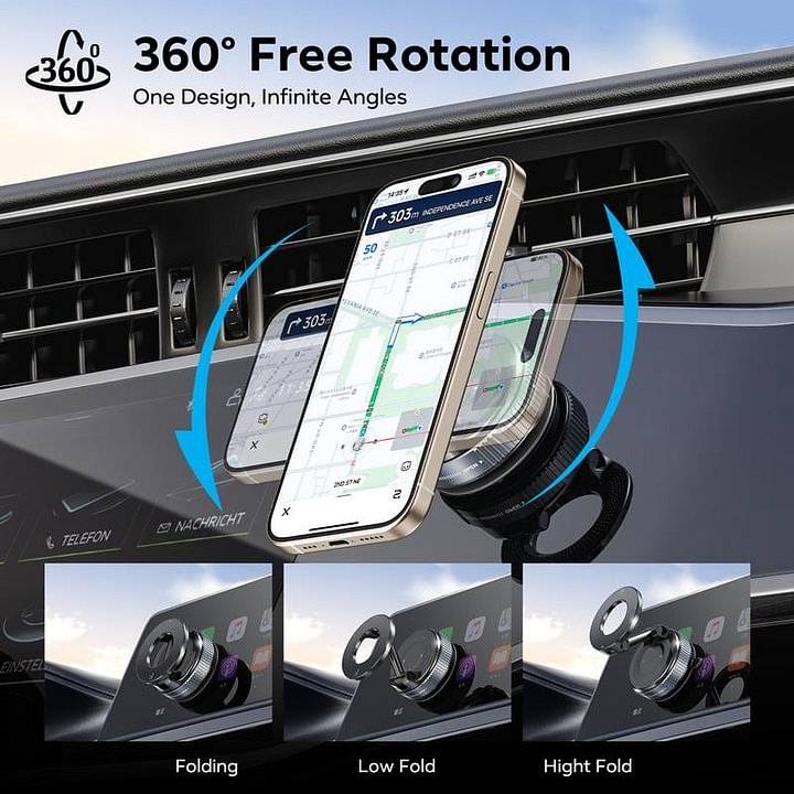 Magnetic Phone Mount, Suction Car Phone Holder, Vacuum Phone Mount with One-Step Lock-50%OFF