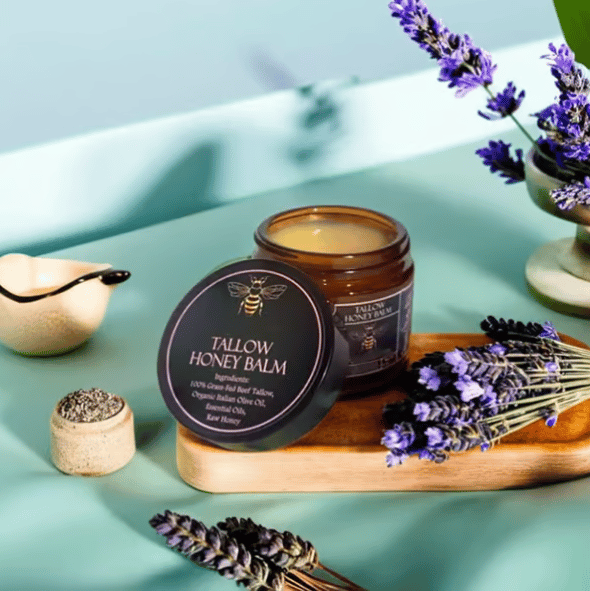 šHandmade Organic Grass-Fed Beef Tallow Balm with Raw Honeyš„