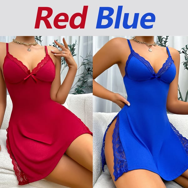 🎁Lace Trim Slit Bowknot Decor Sleep Dress🎁🎁