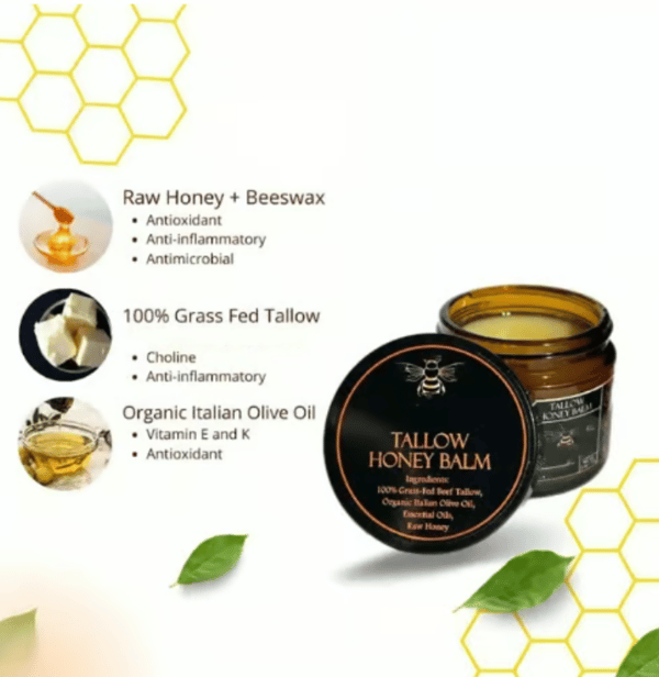 šHandmade Organic Grass-Fed Beef Tallow Balm with Raw Honeyš„