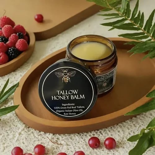 šHandmade Organic Grass-Fed Beef Tallow Balm with Raw Honeyš„