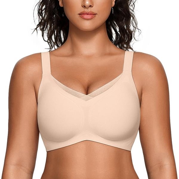 🏆Flash Sale⚡ 50K+ SOLD! Almost Gone-💥Women's Wireless V-Neck Crossover Mesh Seamless Push-Up Bra