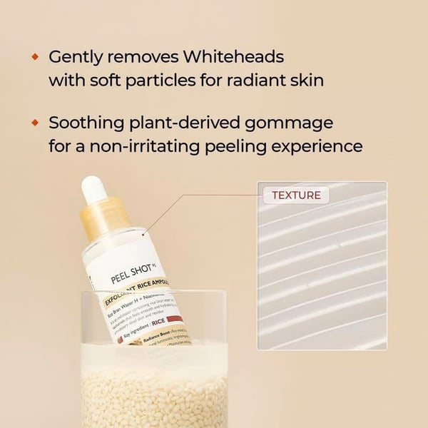 ✨Peel Shot Glow Rice Ampoule Duo - Serums for Brightening, Exfoliating, and Moisturizing🌾