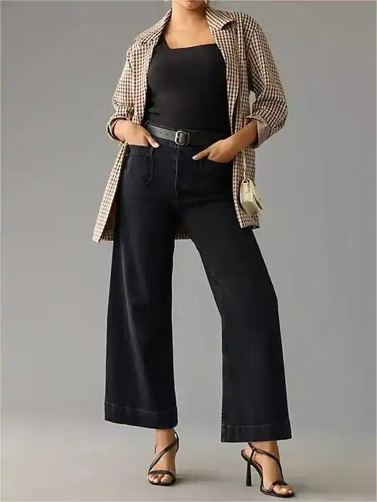 Tummy Control Cropped Wide-Leg Jeans 2025 Best Selling Jeans