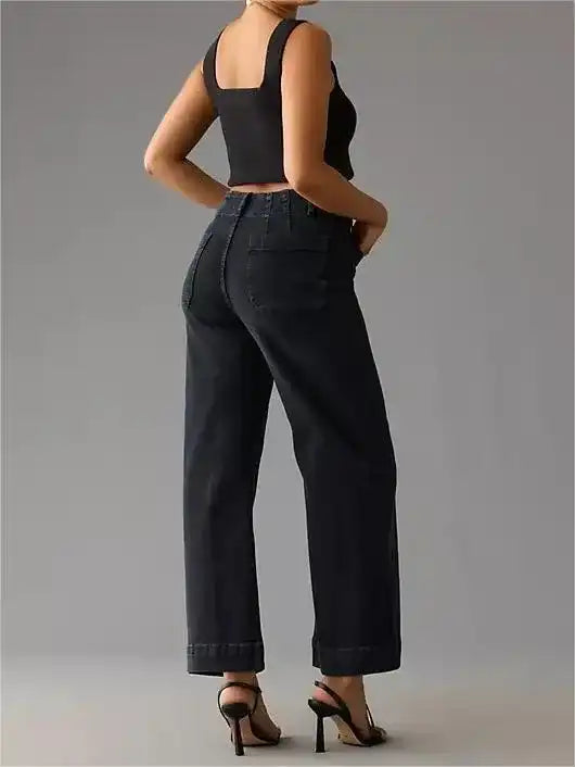 Tummy Control Cropped Wide-Leg Jeans 2025 Best Selling Jeans