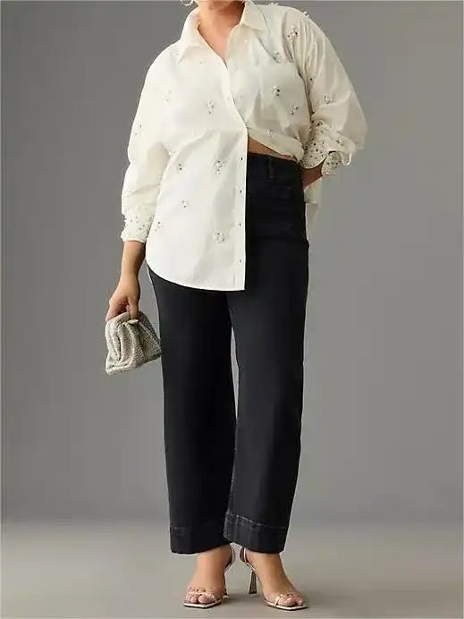 Tummy Control Cropped Wide-Leg Jeans 2025 Best Selling Jeans