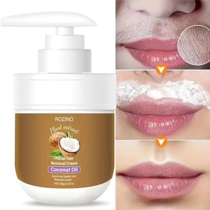 🌹ROZINO Coconut Oil Facial Hair Removal Cream - Gentle Lip Hair Removal