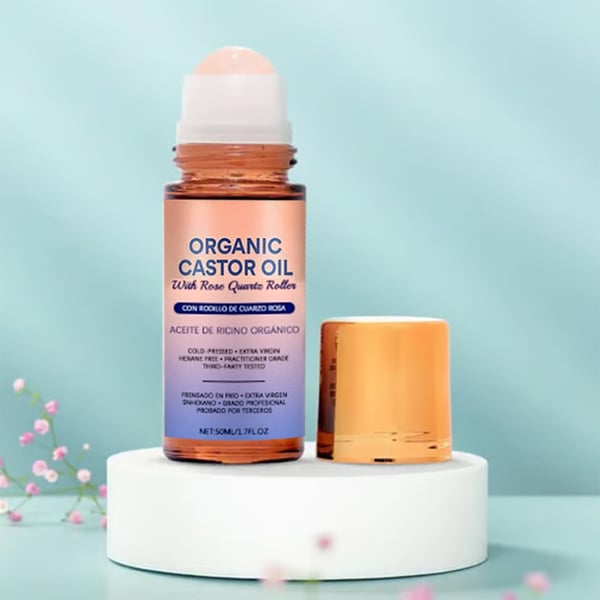 🔥#1 Best Seller ⏰Organic Golden Castor Oil Roll-On with Rose Quartz