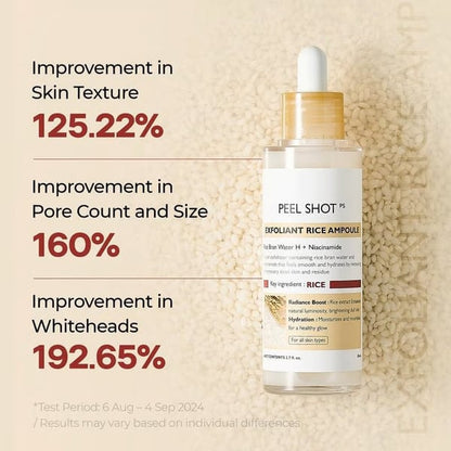 ✨Peel Shot Glow Rice Ampoule Duo - Serums for Brightening, Exfoliating, and Moisturizing🌾