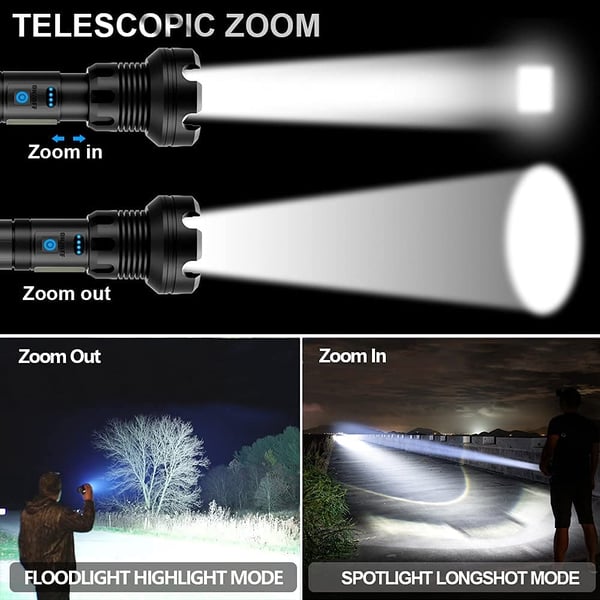🤩LED Rechargeable Tactical Laser Flashlight High Lumens🔥