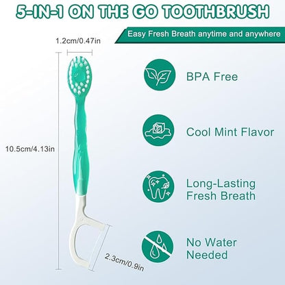 🔥5 in 1 Mini Toothbrush & Floss & Tongue Scraper & Toothpick Set🎁