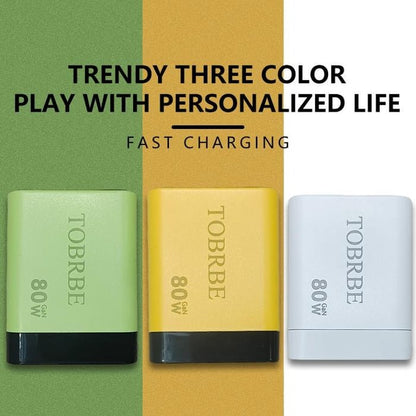 🌎3 in 1 GaN Charger,Scalable 80W MAX fast charger module with Type-C cable and 1 USB p🌎orts
