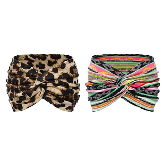Boho Style & Paisley Print Hair Band Wide Elastic Hair Band【2PC】