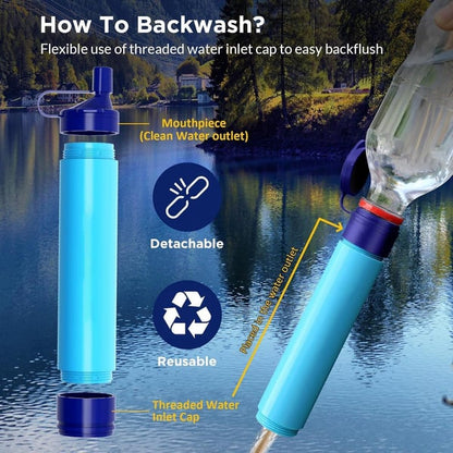💧Personal Straw Water Filter for Camping, Hiking, Survival, Emergency, Travel