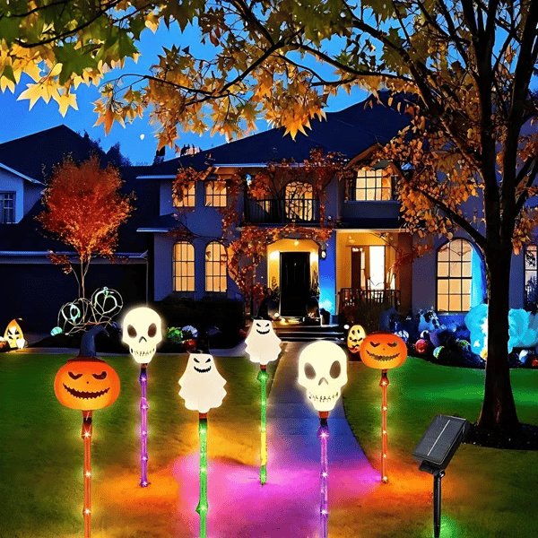 👻6-Pack LED Solar Halloween Ground Lights