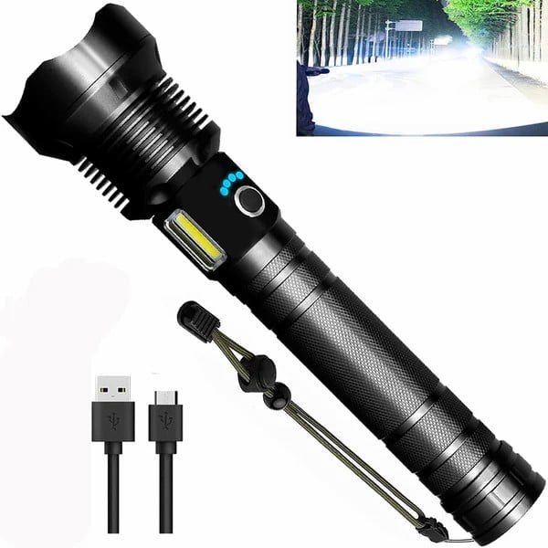 🤩LED Rechargeable Tactical Laser Flashlight High Lumens🔥