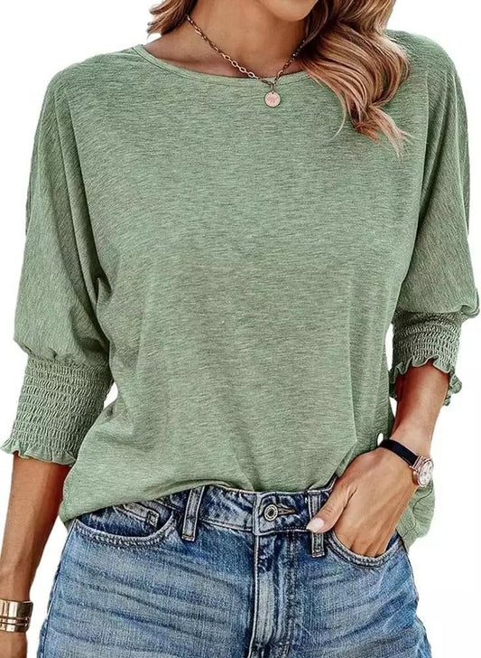 Women's 2025 Fashion Tops 3/4 Sleeve T-Shirts Cute Crewneck Basic Business Tees