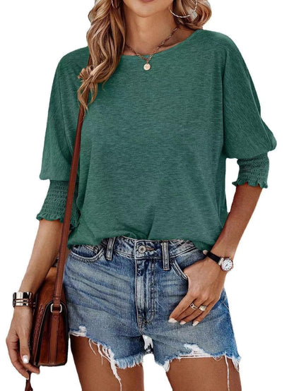 Women's 2025 Fashion Tops 3/4 Sleeve T-Shirts Cute Crewneck Basic Business Tees