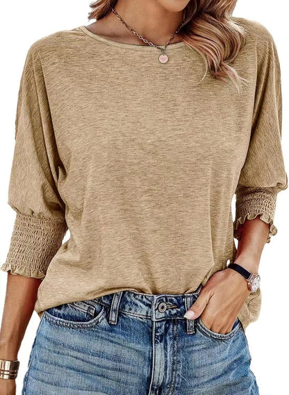 Women's 2025 Fashion Tops 3/4 Sleeve T-Shirts Cute Crewneck Basic Business Tees