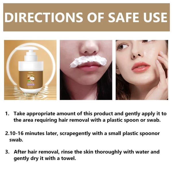 🌹ROZINO Coconut Oil Facial Hair Removal Cream - Gentle Lip Hair Removal