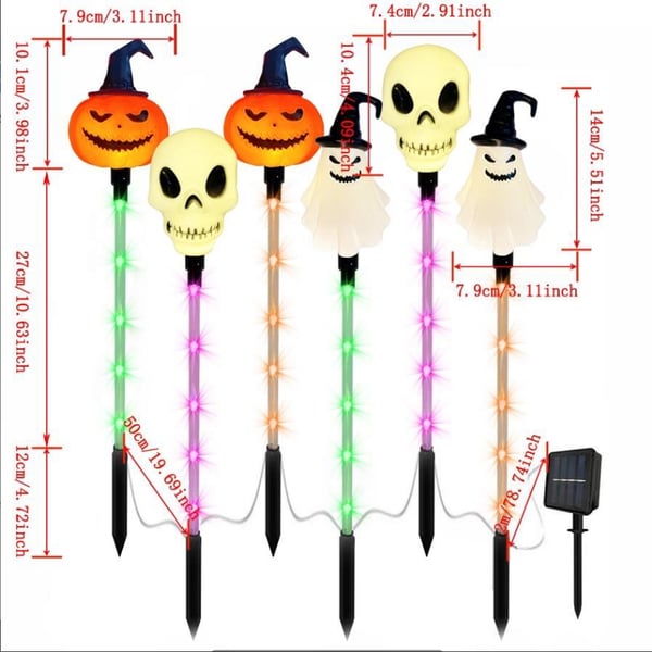 👻6-Pack LED Solar Halloween Ground Lights