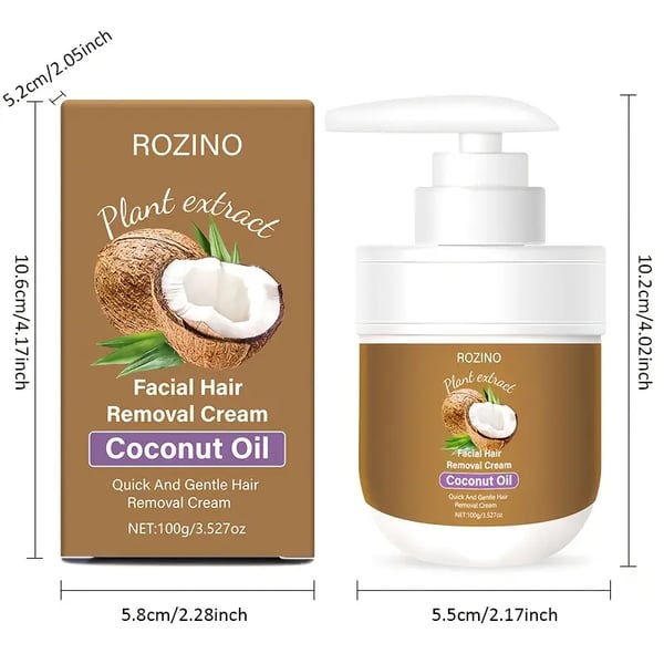 🌹ROZINO Coconut Oil Facial Hair Removal Cream - Gentle Lip Hair Removal