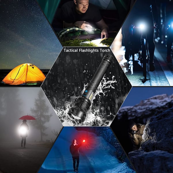 🤩LED Rechargeable Tactical Laser Flashlight High Lumens🔥
