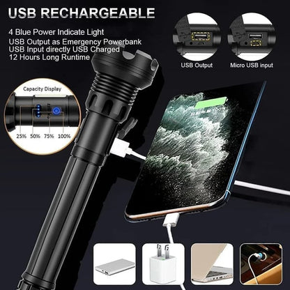 🤩LED Rechargeable Tactical Laser Flashlight High Lumens🔥
