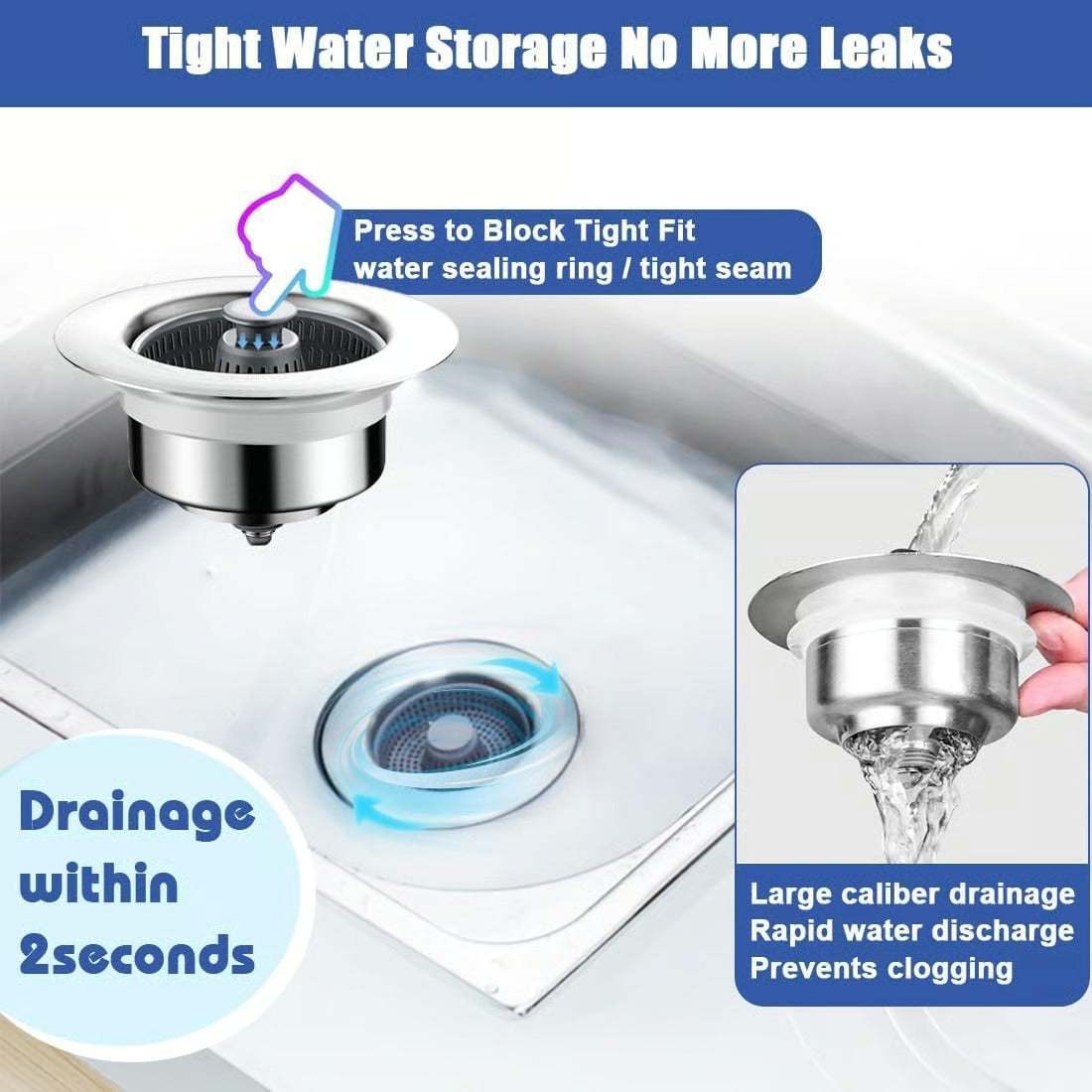 🔥New Upgraded Sink Bounce Core Drain Strainer