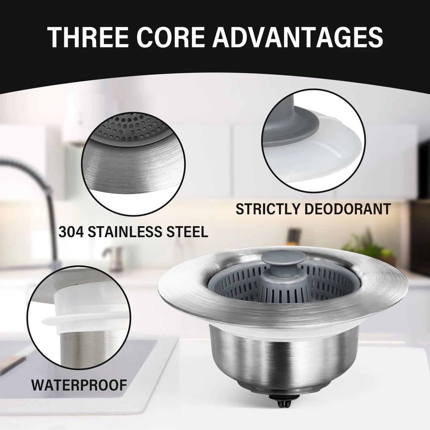🔥New Upgraded Sink Bounce Core Drain Strainer