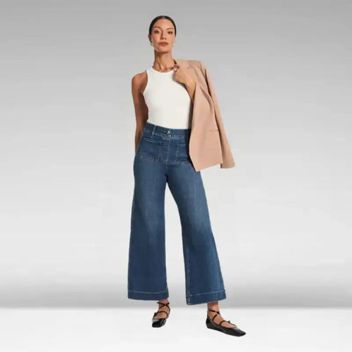 Tummy Control Cropped Wide-Leg Jeans  2025 Best Selling Jeans